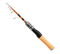 Helilyco Caña de pescar telescópica ultraligera de 1,5 m, fibra de carbono de 65 g, poste portátil para truchas y peces pequeños, grano de madera (150 cm)
