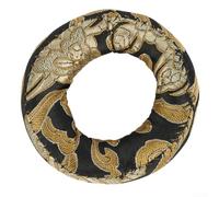 Helilyco Cojín de brocado de seda para cuenco tibetano, bordado a mano, patrón de nubes auspiciosas, algodón, 8 cm, 10 cm, 12 cm, rojo y amarillo