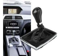 Helilyco Conjunto de perilla de palanca de cambios manual de 6 velocidades con soporte, polaina y marco, clase W204, S204, C207, W212, W207, A207, X204, color negro