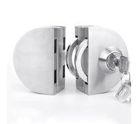 Helilyco Cristal de acero inoxidable para cerradura de puerta, pestillo de doble perno, sin taladrar, 8-12 mm, sin marco, puertas correderas o batientes, control externo interno con