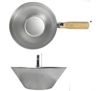 Helilyco Cuenco mezclador de cemento de hierro galvanizado con mango de madera, para gran capacidad para bañera de mortero con construcción de gancho y bricolaje