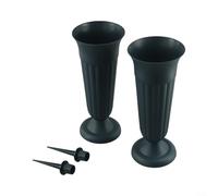 Helilyco Florero de resina blanco y verde oscuro para barrido de tumbas, arreglo conmemorativo de escritorio, 10,6 x 31 cm