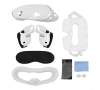 Helilyco Funda protectora de silicona para 3S, kit de accesorios de realidad virtual de 7 piezas que incluye puente nasal antivaho, cubiertas de controlador y tapa de lente, para rojo (blanco)