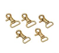 Helilyco Ganchos giratorios de latón resistentes a la corrosión, paquete de 5 correas para perros, bolsos, accesorios de cuero y llaveros, clips dorados con diseño giratorio seguro (25 mm)