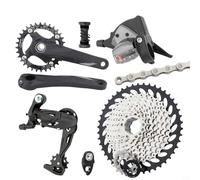 Helilyco Grupo MTB de 10 velocidades con manivela hueca 32T/34T/36T, casete 46T, soporte inferior de aluminio, palanca de cambios y desviador trasero, cambio suave y conducción eficiente negro (plato