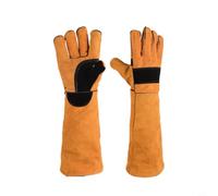 Helilyco Guantes de cuero antiarañazos para mascotas, doble capa para manejo de gatos, flexibles a prueba de pinchazos para agarrar y asear pájaros, serpientes, loros, lagartos, reptiles (amarillo