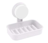 Helilyco Jabonera con ventosa autodrenante para baño, soporte de jabón ABS con agujeros de drenaje, para caja de jabón compacta en rojo, verde, azul y blanco