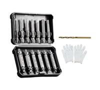 Helilyco Juego de 14 extractores de tornillos rotos con 6 extractores de doble cabeza y 7 puntas de destornillador, acero HSS 63-65HRC, tornillos dañados y oxidados de 3C12 mm, bricolaje y uso