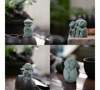 Helilyco Juego de 3 estatuas de Buda de piedra arenisca verde con texto en inglés "See No Evil Speak Hear Hear Zen Monk Ornamento para el hogar, jardín, peces, para decoración de tanques