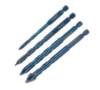 Helilyco Juego de 4 brocas de carburo (6 mm, 8 mm, 10 mm, 12 mm), pared de perforación, vidrio, madera, azulejos de metal, vástago de 14 pulgadas