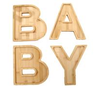 Helilyco Juego de 4 tablas de charcutería de madera para bebé con diseño de letras "BABY", 23 x 23 cm, bandeja de servir apta para alimentos, baby shower, revelación de género y decoración de fiestas