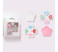 Helilyco Juego de tapas de botón de silicona para Nintendo Switch 2, bonita funda de agarre en D con calcomanías ABXY, rosa y blanco