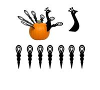 Helilyco Kit de fabricación de pavo de calabaza para decoración del hogar, juego de decoración de pavo de hierro con 5 plumas de cola y 2 alas de cabeza, decoración de otoño negra para porche o