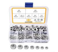 Helilyco Kit de tuercas hexagonales autobloqueantes, 315 piezas de acero inoxidable 304 surtido de tuercas de bloqueo de nailon M2M25M3M4M5M6M8 con caja de plástico para uso industrial
