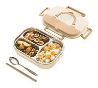 Helilyco Lonchera de acero inoxidable con 2 compartimentos y sello de silicona, contenedor a prueba de fugas, para el trabajo, el gimnasio y los picnics, incluye cuchara y palillos