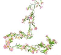 Helilyco Margarita artificial realista de 200 cm, guirnalda de flores de plástico para el hogar, boda, fiesta, decoración floral para colgar en la pared y el techo (rosa claro)