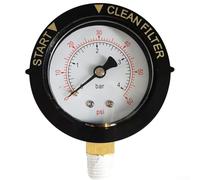 Helilyco Medidor de presión de filtro de piscina con montaje NPT de 1/4 0-60 PSI/0-4 bar, doble escala, IP67, impermeable, para filtros de arena de piscina y bombas de spa, color negro