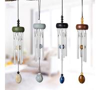 Helilyco Mini campanillas de viento con 4 tubos de aluminio, decoración de jardín de bronce de imitación para el hogar al aire libre, campanas de metal con sonido dulce, adorno gris