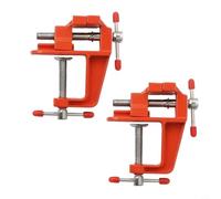 Helilyco Mini tornillo de banco de aluminio de 35 mm, ancho de la mandíbula de 30 mm para una apertura máxima, paquete de 2, ligero para proyectos de taller de abrazadera plana para aficionados, rojo