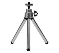 Helilyco Mini trípode para proyector, cámara y teléfono móvil, diseño flexible de 2 secciones con patas ajustables y cabezal de bola, soporte portátil ligero, 14,5 x 5 x 5 cm, color plateado