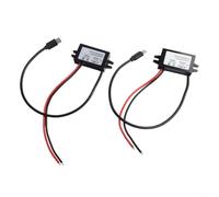 Helilyco Paquete de 2 módulos reductores CC-CC de 12 V, 24 V a 5 V, 3 A 15 W, convertidor de alimentación USB, IP68 impermeable para cámara de salpicadero