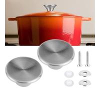Helilyco Paquete de 2 pomos de horno de acero inoxidable de repuesto para tapas de ollas y sartenes para hornos holandeses Le Creuset Aldi Lodge