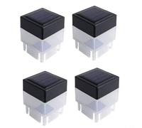 Helilyco Paquete de 4 luces LED solares para postes, faroles de pared impermeables para exteriores, jardín, patio, para lámpara compacta de columna ABS, fácil instalación, luz cálida o blanca (luz