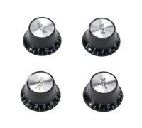 Helilyco Paquete de 4 pomos de control de guitarra Les & Electric Guitars de aluminio y acrílico, pomos de volumen/tono, eje de 6 mm, 15 mm de altura, negro/dorado/marrón