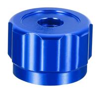 Helilyco Para manómetros de grifo de mango de rueda redonda, perilla de aleación de aluminio con vástago cuadrado de 6,6 mm, compatible con medidor desviador de CA y grifos al aire libre, azul/rojo