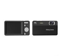 Helilyco para Mini cámara digital deslizante 64MP Alta resolución 16X Zoom digital Estabilización electrónica 4K Video principiantes Rosa (negro)