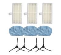 Helilyco Para Nedis WIFIVCB01 piezas de aspiradora: 4 cepillos laterales, 3 filtros, 3 almohadillas de fregona Kit de repuesto