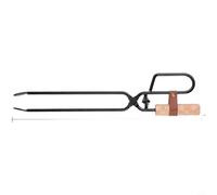Helilyco Pinzas para fuego de hierro de largo alcance de 47,5 cm con mango de madera antideslizante, diseño de pico de pato para parrilla, chimenea y gestión de fogatas