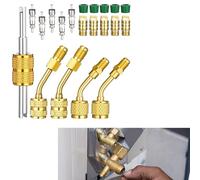 Helilyco R32 R454B R410A Kit de adaptador de 1/4 a 1/4 pulgadas para Mini Split AC, juego de conectores de latón con removedor de núcleo de válvula