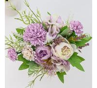 Helilyco Ramo de flores artificiales de hortensias de seda, 7 cabezas, decoración de centros de mesa, decoración de bodas, hogar, fiesta, color morado