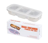 Helilyco Recipiente de acero inoxidable con 2 o 3 compartimentos, a prueba de fugas, para almuerzo, picnic y viajes, apto para lavavajillas, 304 para acero inoxidable + polipropileno + silicona, 26,2