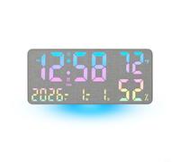 Helilyco Reloj de pared digital creativo con pantalla completa grande, reloj despertador LED que cambia de color, visualización de hora, temperatura, fecha, humedad, 11 modos de luz, decoración de