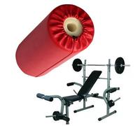 Helilyco Rodillo de espuma roja para pies para ejercitadores abdominales y banco de pesas, tubo de esponja de 7.9 pulgadas con piel sintética fácil de limpiar, accesorio de equipo de fitness