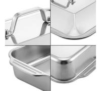 Helilyco Sartén comercial para lasaña de 45,7 x 28 cm con tapa, resistente de 2 mm, para horno de acero inoxidable
