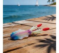 Helilyco Señuelos de pesca de trampa de calamar de 15 cm, 55,6 g, para plantilla de PVC suave con aletas, señuelo de arrastre luminoso UV, lubina, mero, atún, caballa