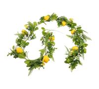 Helilyco Simulación de ratán de limón para colgar en la pared, 200 cm, vid de mimbre artificial, uso interior y exterior, verde/blanco/amarillo