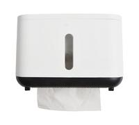 Helilyco Soporte de pared para toallas de papel con doble salida y ventana transparente para baño, ABS + PS, 205°140°125 mm, gris