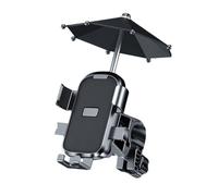 Helilyco Soporte para teléfono de motocicleta con paraguas de lluvia y parasol, diseño impermeable antirreflejos para montar al aire libre, negro (ABS + PC, 112 x 122 x 130 mm)