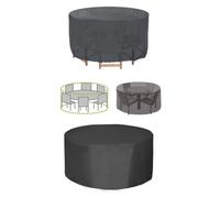 Helilyco Tear- Funda para muebles de jardín Oxford 210D, impermeable, UV para protección con interior de poliuretano plateado, mantel resistente al viento con rejillas de ventilación y hebillas