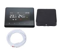 Helilyco Termostato inalámbrico programable con receptor RF, control de voz y aplicación, calderas de gas y calefacción por suelo radiante, precisión de 0,5°, color blanco y negro + sensor