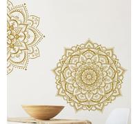 Helilyco Vinilo decorativo decorativo para pared con diseño de mandala y loto para decoración del hogar Zen, 30 x 100 cm, 2 unidades, diseño de Eid Mubarak para paredes planas y puertas de cristal