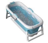 HELINAZI Bañera plegable para adultos, bañera portátil, baño de plástico, piscina de spa de plástico, bañera móvil extra grande para adultos, azul, sin tapa