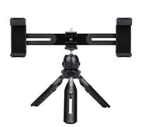 Heliora Kit de video multifuncional para smartphone, con trípode universal de escritorio para teléfono con soportes dobles para teléfono y 4 soportes de zapata fría para vlogging, transmisión en vivo