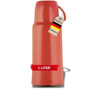 Helios Elegance - Termo rojo de 1,0 l - 6 h caliente - Mantiene las bebidas calientes y frías - Diseño robusto - Ideal para viajes