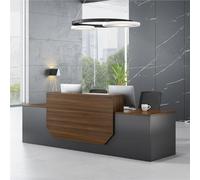 Heliosrider Mueble de Recepción Grande, Mostradores para Tiendas con 2 Cajones con Cerradura y 2 Armario, Mostrador De Recepción para Salón de Belleza, Supermercado(Brown,94.48"/240cm)