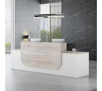 Heliosrider Mueble de Recepción Grande, Mostradores para Tiendas con 2 Cajones con Cerradura y 2 Armario, Mostrador De Recepción para Salón de Belleza, Supermercado(White,102.36"/260cm)